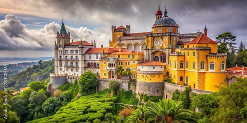 Sintra National Palace: A Glimpse into Portuguese Royal History - Stock Photo