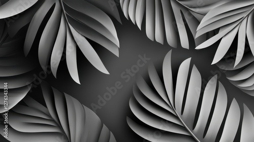 Wallpaper Mural Stylized black and white tropical palm leaves background with dramatic shadows Torontodigital.ca