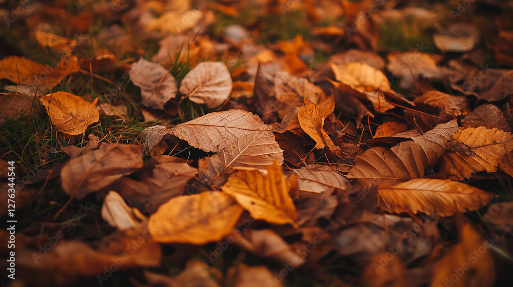 Dead grass tangled with fallen autumn leaves. Dead grass tangled with fallen autumn leaves.