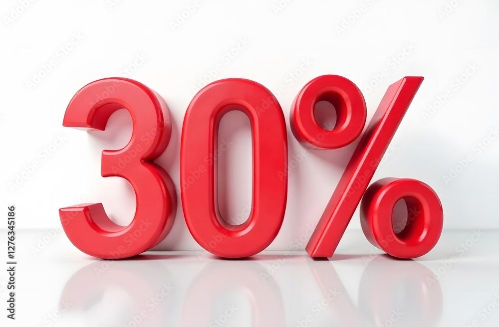 Thirty percent in red numbers Thirty percent in red numbers