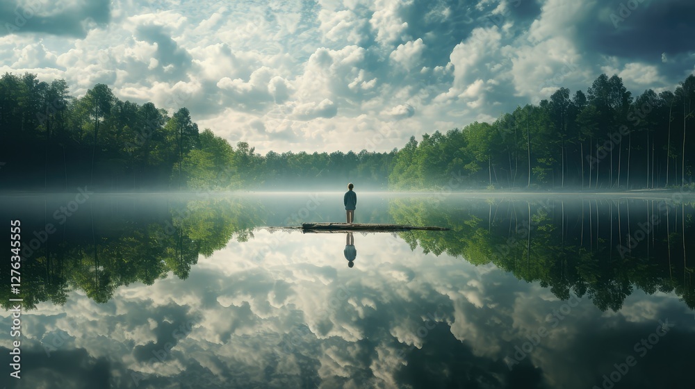 contemplation persons reflection water contemplation persons reflection water