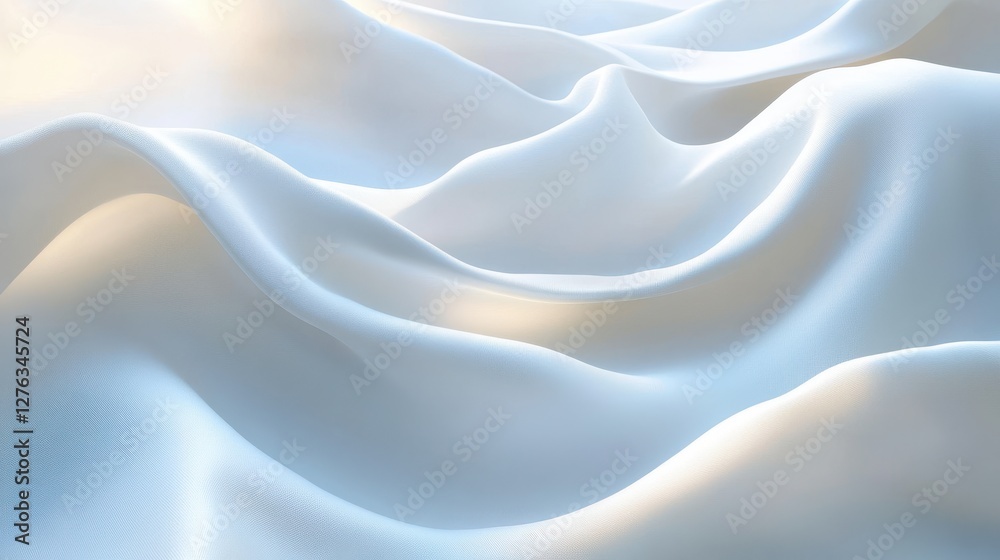 Smooth white fabric waves creating an abstract and serene background Smooth white fabric waves creating an abstract and serene background