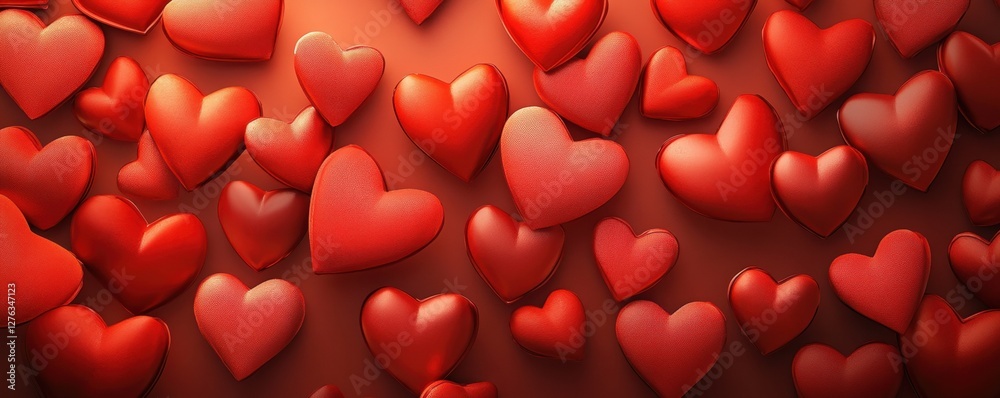 Red heart-shaped balloons filling background in romantic display Red heart-shaped balloons filling background in romantic display