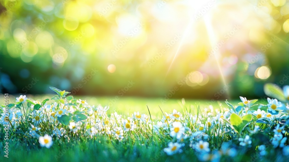 Fototapeta premium Green fresh grass lawn in Spring.