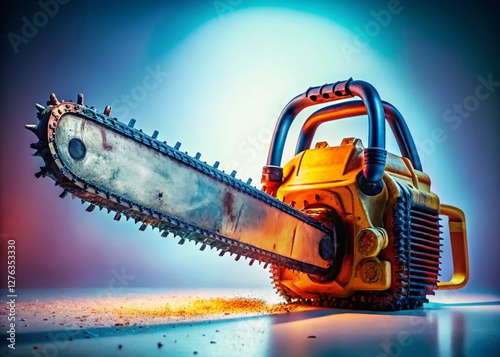 Surreal Chainsaw on Pristine White Background - Abstract Art Photography