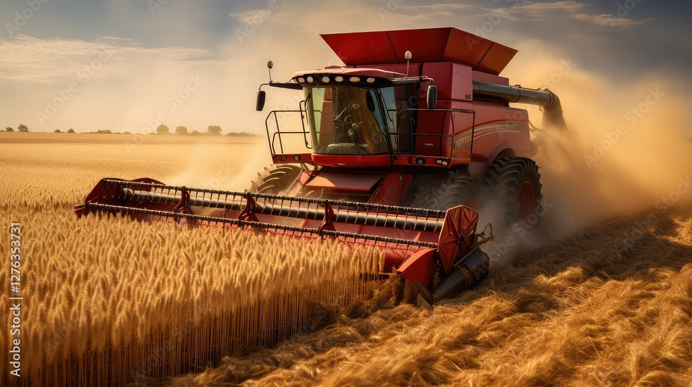 Fototapeta premium combine hard red spring wheat