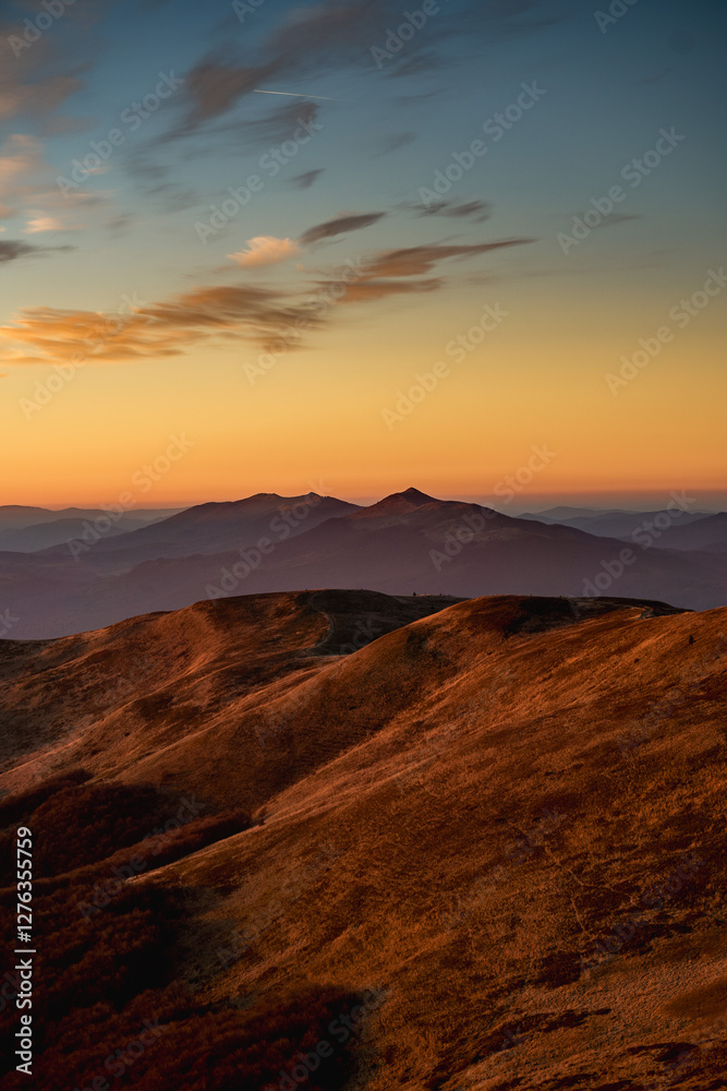 Golden Hour View of Polonina Carynska and Wetlinska from Tarnica Golden Hour View of Polonina Carynska and Wetlinska from Tarnica