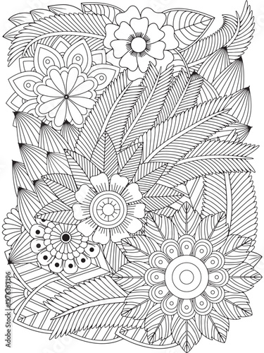 Zentangle Flowers Coloring Pages for Adult	

