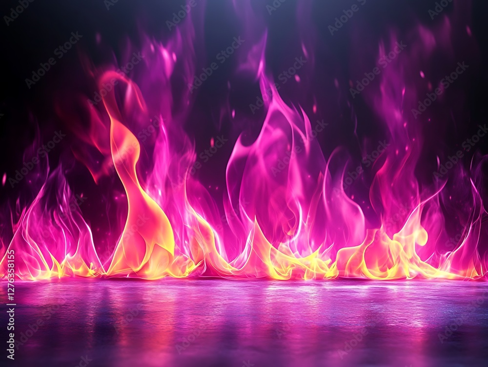 Fototapeta premium Abstract Fire Flames on Reflective Floor