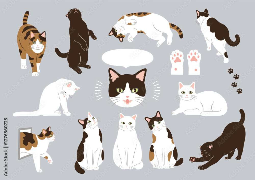 Fototapeta premium 猫のイラスト素材セット