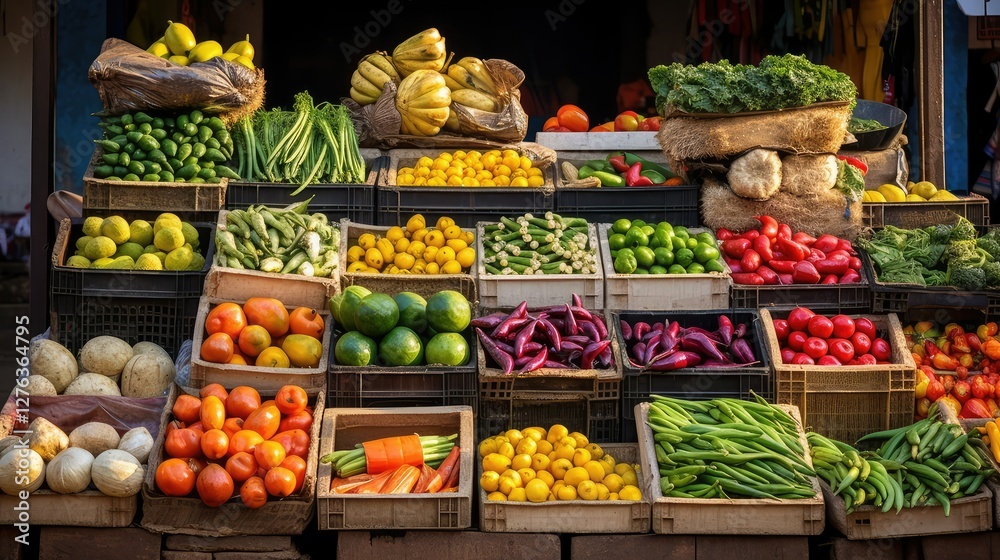 Fototapeta premium produce boxes piled