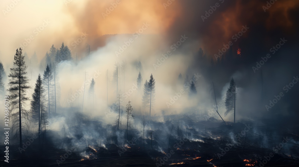 Obraz premium destruction fire smoke background