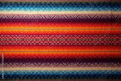 poncho background Cinco de mayo Mexican serape fiesta pattern traditional culture blanket with stripes pattern copy space fabric textile material Mexican backdrop - stock photo stock photograph image