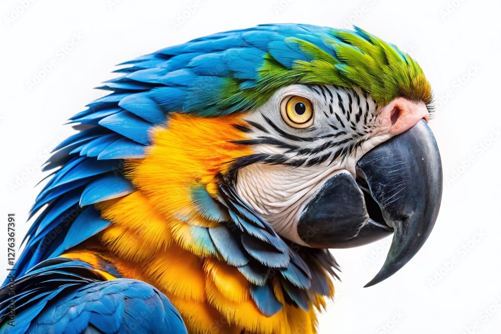 Fototapeta premium Vibrant Blue and Gold Macaw Closeup - Panoramic Wildlife Photography