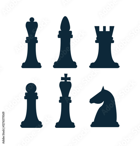 Chess Figures Isolated on White. Intellectual games and leisure activity concept vector art
