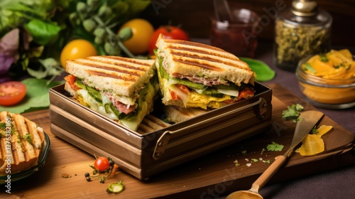 vegetables sandwich in box photo