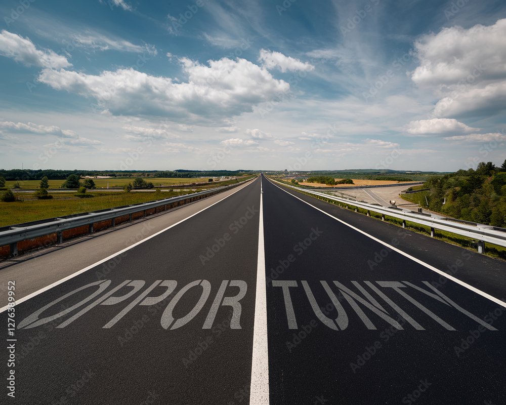 Fototapeta premium A long highway with the word 