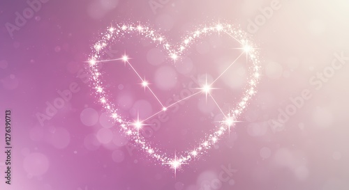 Sparkling Heart Constellation on Pink Background for Romantic Occasions