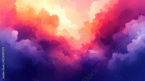 Colorful vibrant cloudscape, abstract sunset sky, ethereal atmosphere photo