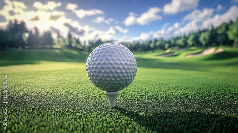 Closeup view of golf ball on green grass lawn Closeup view of golf ball on green grass lawn