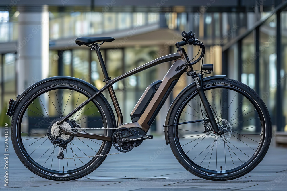 Fototapeta premium Revolutionizing Transportation: A Stylish and Futuristic Photoshoot of Blue Mid-Drive Motor E-Bikes with Cutting-Edge Electric Engines