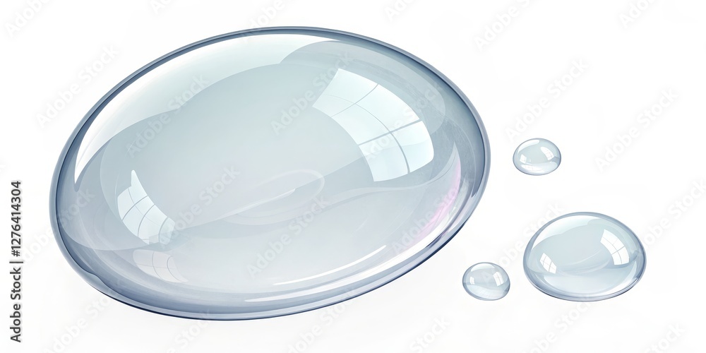 Abstract Glass Bubbles 3D Render, Oval and Round Composition, Transparency Concept, water droplet, sphere water bubbles, 3d rendering