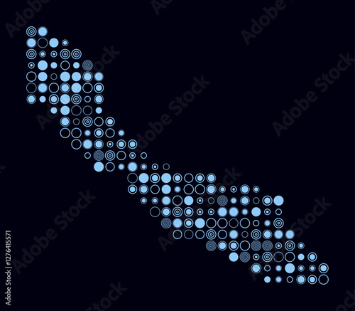 Curacao, shape of the country build of colored cells. Digital style map of the Curacao on dark background. Large size circle blocks. Amazing vector illustration.
