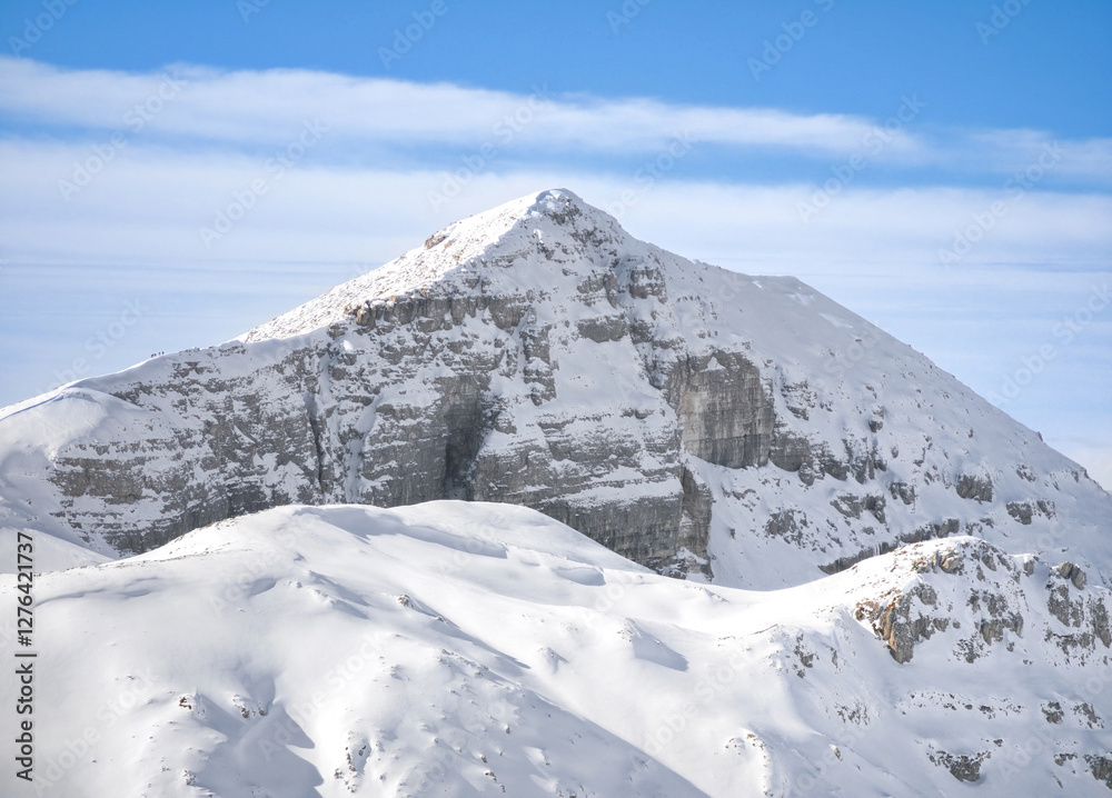 Duchessa lake and Sirente Velino park (Italy) - In the natural park of Sirente Velino, the landscape with snow of Duchessa lake, Lazio and Abruzzo regions.