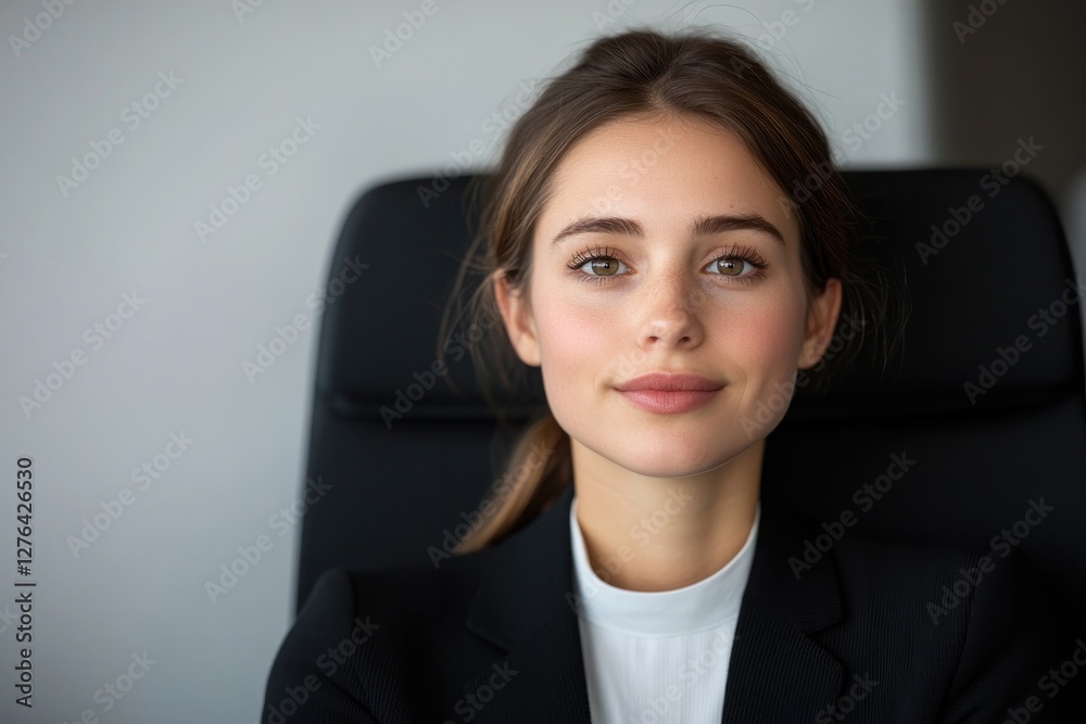 Confident young woman in professional attire, showcasing determi Confident young woman in professional attire, showcasing determi