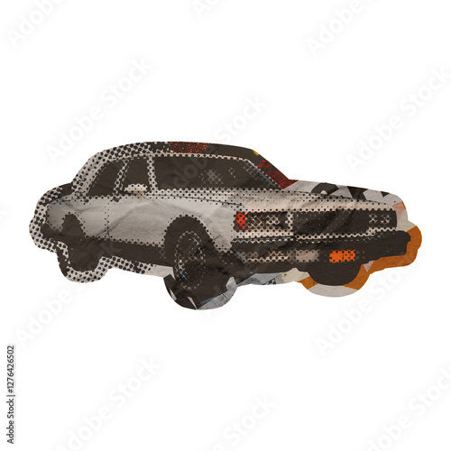 Template Classic Car Collage Art Design Element