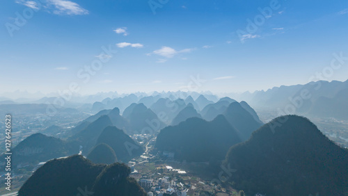 Aerial photography of the scenery of Guilin and Yangshuo in China