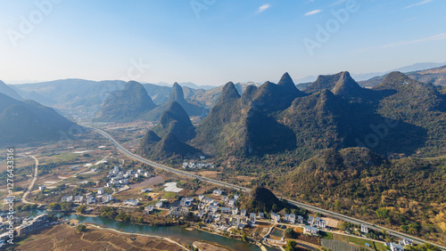 Obraz na płótnie Aerial photography of the scenery of Guilin and Yangshuo in China w salonie