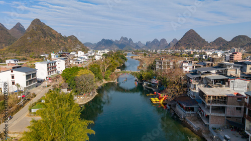 Obraz na płótnie Aerial photography of the scenery of Guilin and Yangshuo in China w salonie