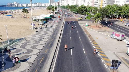 Aerial view of copacabana beach in rio de janeiro.