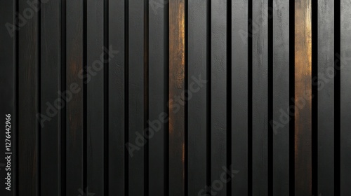 Dark Vertical Panel Wall with Warm Light Highlights photo