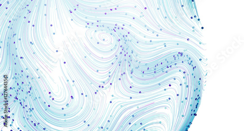 Beautiful abstract background with swirling lines and scattered dots in soft blue hues. Perfect for tech, design, or art
