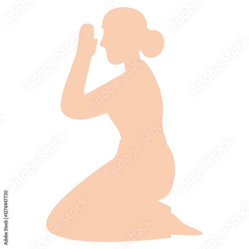 Person kneeling in prayer, suitable for religious and spiritual themes, prayer concept designs, church websites, and meditation illustrations.