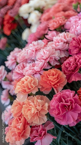 Vibrant Multicolored Carnations in Full Bloom