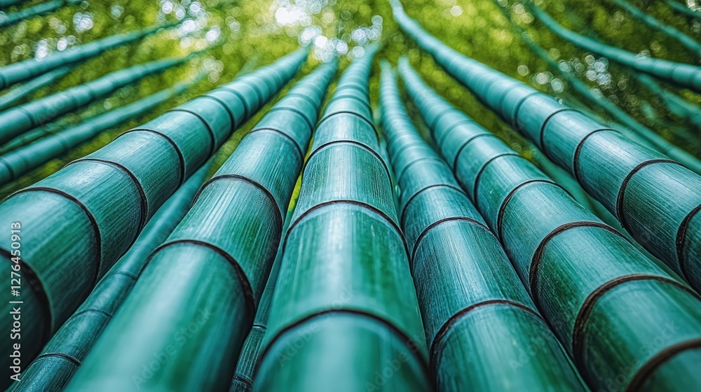 Lush Teal Bamboo Forest Upward View Lush Teal Bamboo Forest Upward View