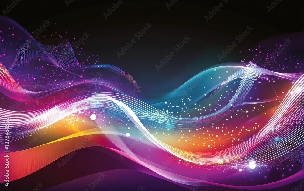 A computer generated colorful wave image on a dark background