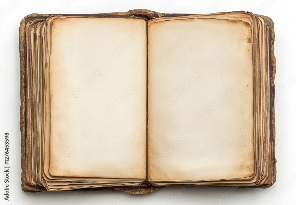 An open book on a white background, with empty pages waiting An open book on a white background, with empty pages waiting