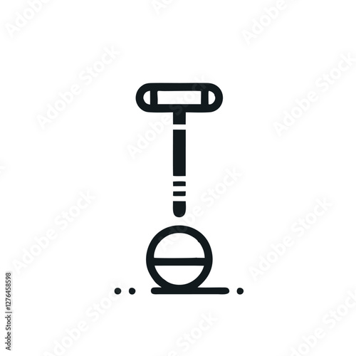 Minimalist Croquet Logo with Simple and Bold Lines Featuring a Croquet Mallet and Ball