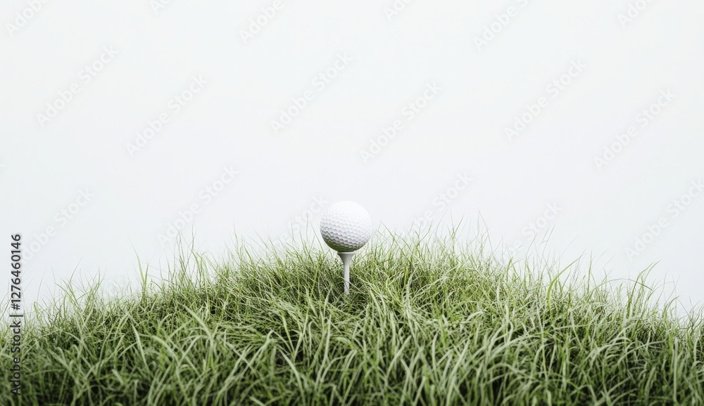 A bright white golf ball is sitting majestically on top of a grassy hill A bright white golf ball is sitting majestically on top of a grassy hill