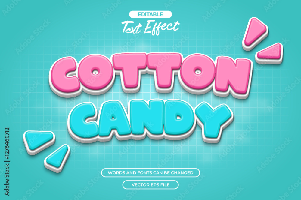 Cotton candy editable text effect with cloud background