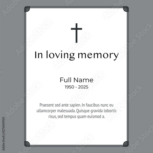 Card template with cross and frame