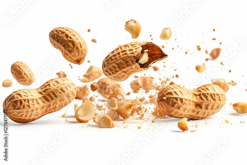 Wallpaper Mural Peanuts exploding mid-air, white background, food photography Torontodigital.ca