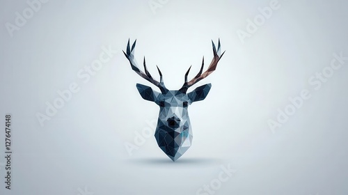 Geometric tattoo of a deer head with abstract antlers, isolated for artistic expression