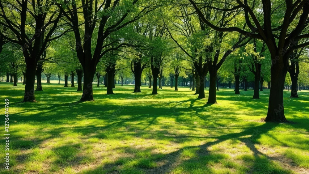 Trees cast dappled shadows on the ground of a Dutch field in the shaded forest, outdoorsy, field, trees Trees cast dappled shadows on the ground of a Dutch field in the shaded forest, outdoorsy, field, trees