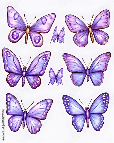Wallpaper Mural Purple butterflies illustration, nature, design, craft Torontodigital.ca