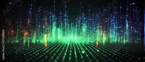 Colorful digital sound wave visualization at night